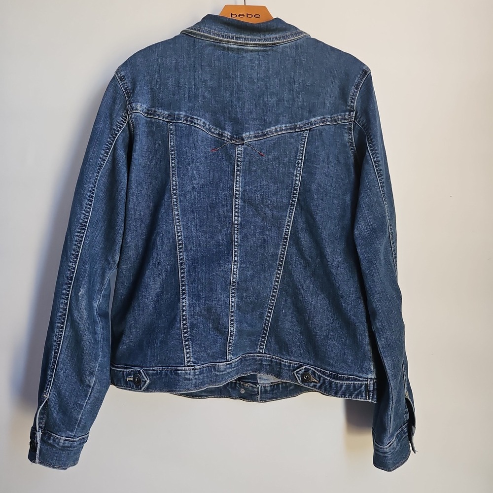 Wrangler Blue Denim Jacket Size XL Women's Button Front Western Boho Rodeo - Picture 4 of 10
